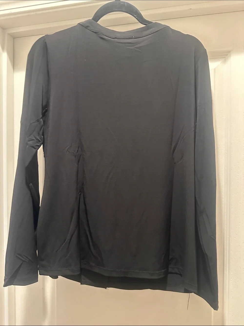 Carmen Marc Valvo Black Long Sleeve Mixed-Media Top - Picture 3 of 3